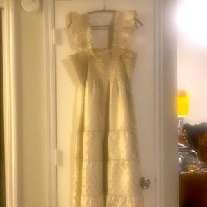 Hill House Ellie Nap Midi Dress in Gold Jacquard